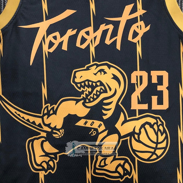Camiseta Toronto Raptors Fred Vanvleet NO 23 Ciudad 2021-22 Negro